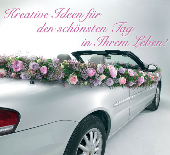 Blumenschmuck Hochzeit Fahrzeug